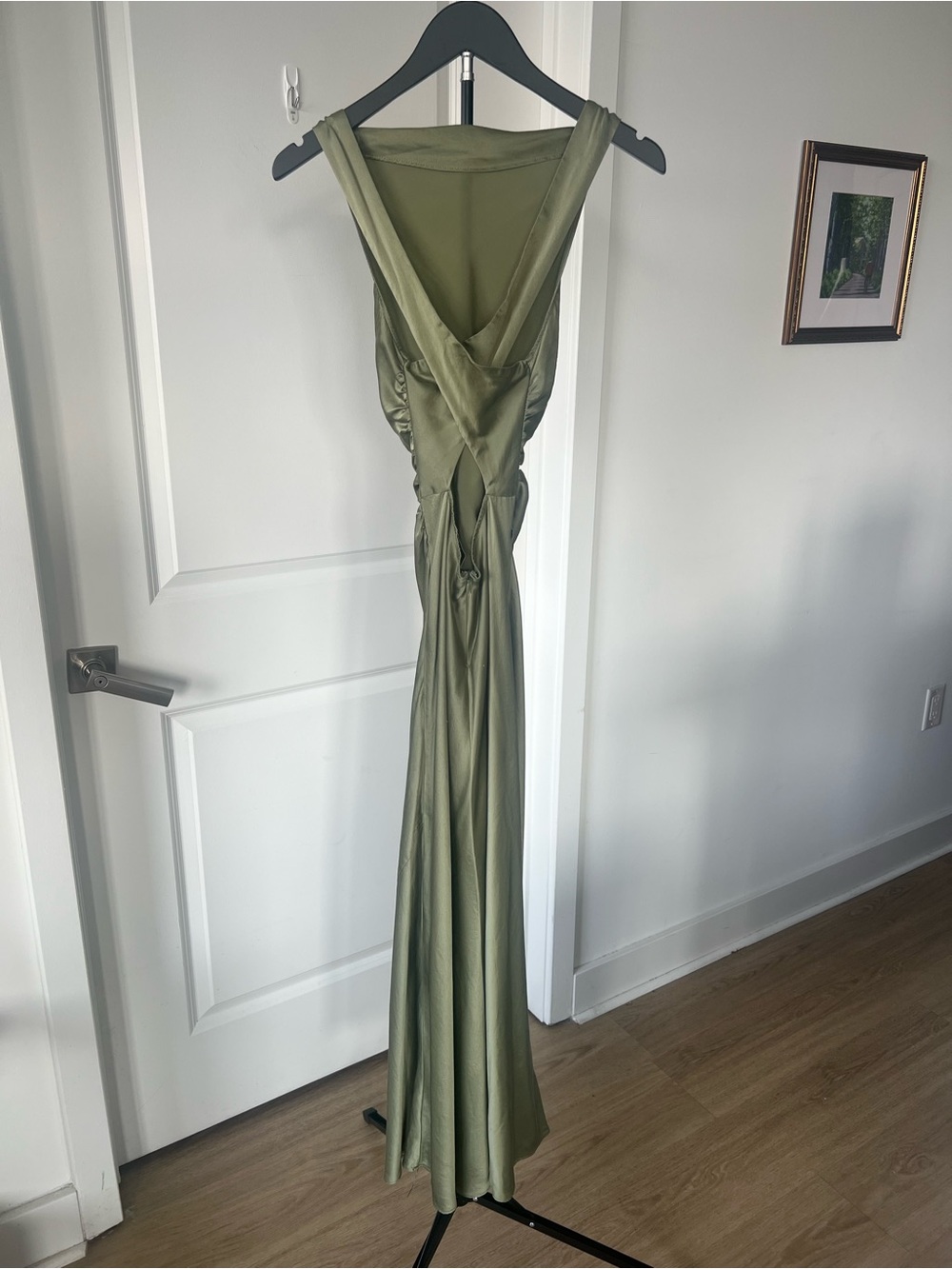 Reformation Casette Silk Dress (Artichoke Green) - Size 2 - Picture 8 of 10